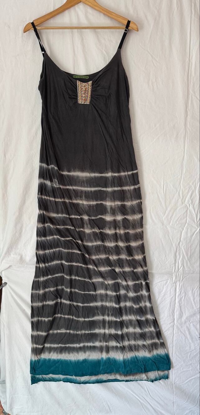 Velvet by Graham & Spencer Beila Maxi Dress Cotton Beading Tie Dye Size M Boho